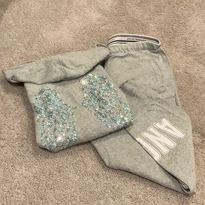 Victoria's Secret Gray Joggers with Sequin Angel Wings